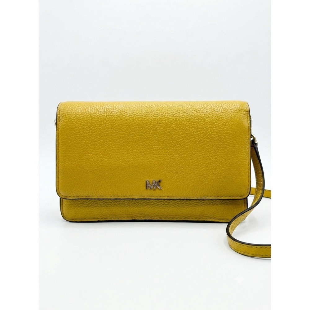 Michael Kors Yellow Leather Crossbody Wallet Bag - Convertible Shoulder Clutch